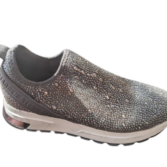 STEVE MADDEN Sparkly Silver Gray Slip on Sneakers Shoes Fit Size 7 - 7.5 - Picture 1 of 12